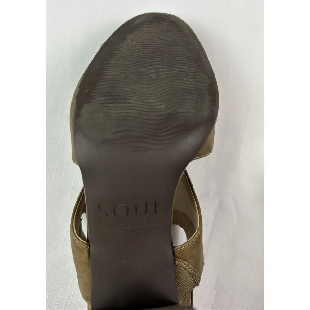 Soul Naturalizer Women's 8M Clayre Slingback Sandals Brown Vegan Leather Stacked